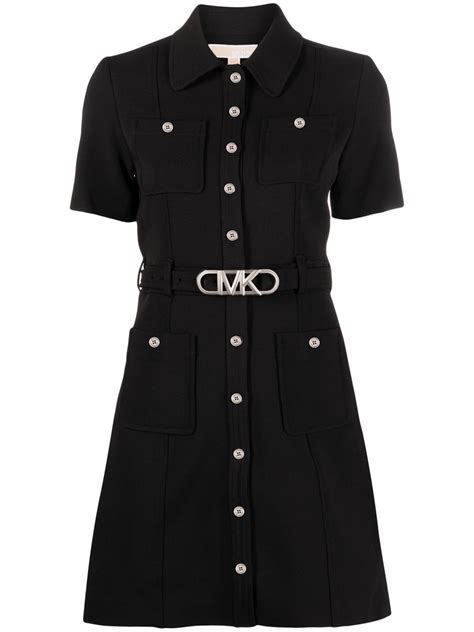 michael michael kors belted shirtdress black|Michael Kors black shirt men.